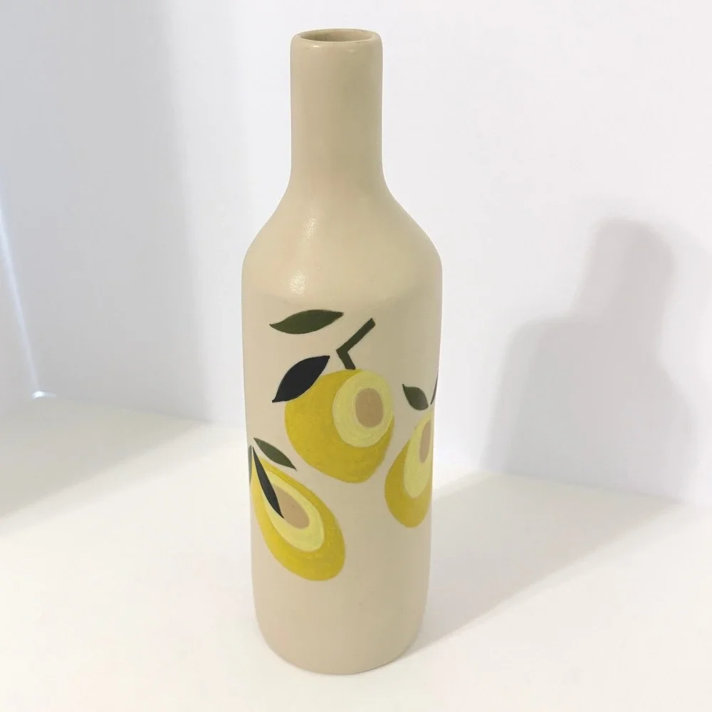 Chomcharm Santorinia 1.1.3 Lemon Ceramic Vase Thailand Hand Painted